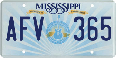 MS license plate AFV365