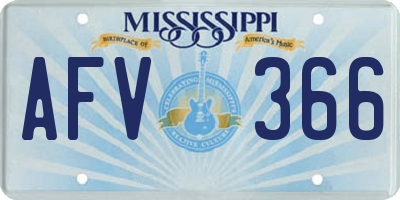 MS license plate AFV366