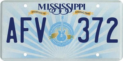 MS license plate AFV372