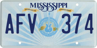 MS license plate AFV374
