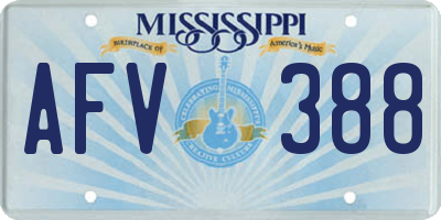 MS license plate AFV388