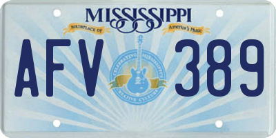 MS license plate AFV389
