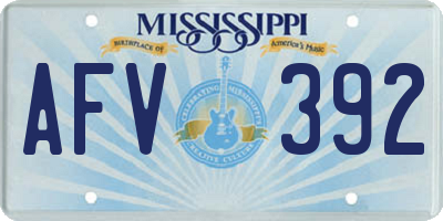 MS license plate AFV392