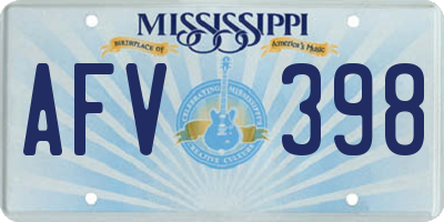 MS license plate AFV398