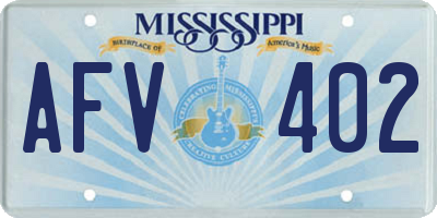 MS license plate AFV402