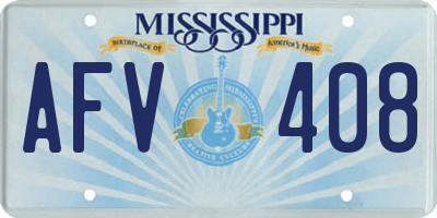 MS license plate AFV408
