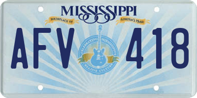 MS license plate AFV418