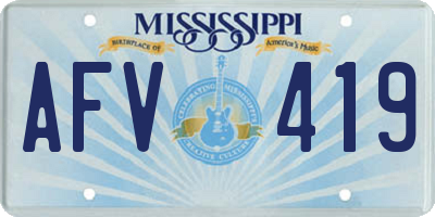MS license plate AFV419