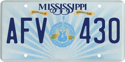 MS license plate AFV430