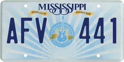 MS license plate AFV441