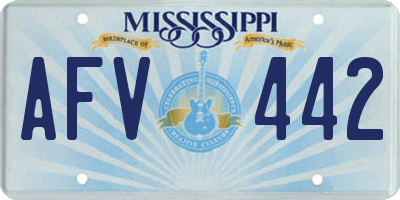 MS license plate AFV442
