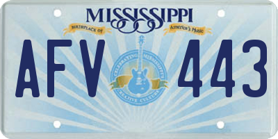 MS license plate AFV443