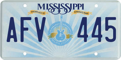 MS license plate AFV445