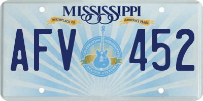 MS license plate AFV452