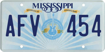 MS license plate AFV454