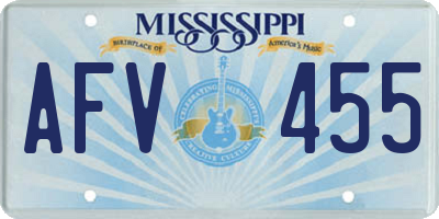 MS license plate AFV455