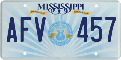 MS license plate AFV457