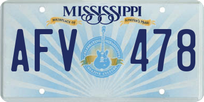MS license plate AFV478