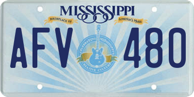 MS license plate AFV480