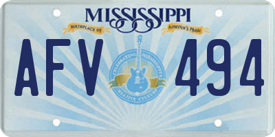 MS license plate AFV494