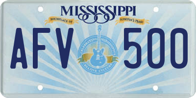 MS license plate AFV500