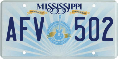 MS license plate AFV502