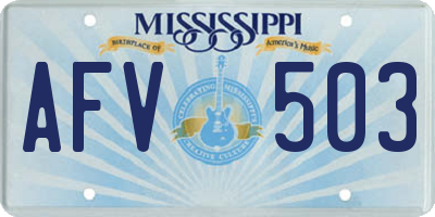 MS license plate AFV503