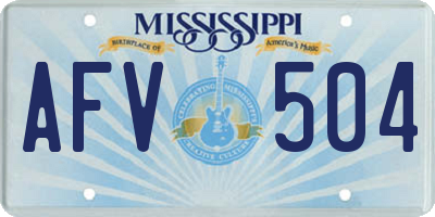 MS license plate AFV504