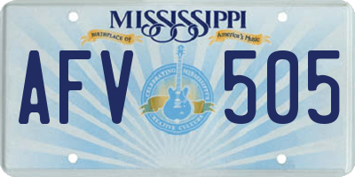 MS license plate AFV505