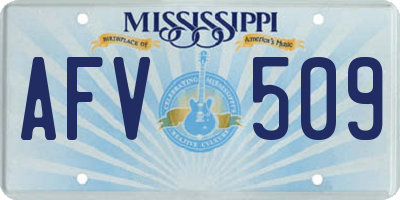 MS license plate AFV509
