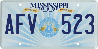 MS license plate AFV523