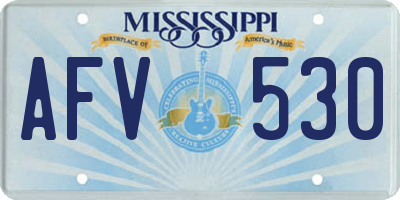 MS license plate AFV530