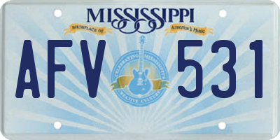 MS license plate AFV531