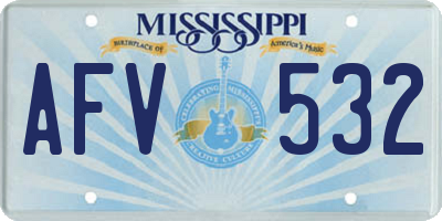 MS license plate AFV532