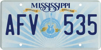 MS license plate AFV535
