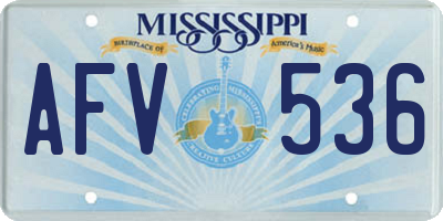 MS license plate AFV536
