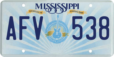 MS license plate AFV538