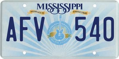 MS license plate AFV540