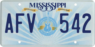 MS license plate AFV542