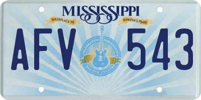 MS license plate AFV543