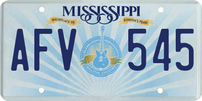 MS license plate AFV545