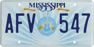 MS license plate AFV547