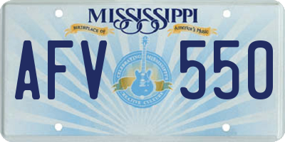 MS license plate AFV550
