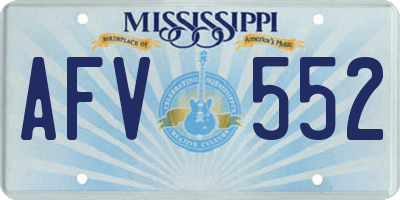 MS license plate AFV552