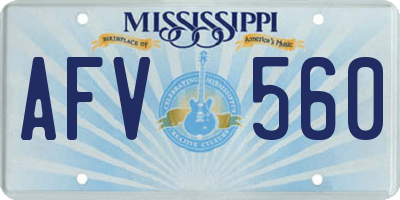 MS license plate AFV560