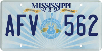 MS license plate AFV562