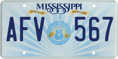 MS license plate AFV567