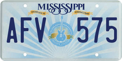 MS license plate AFV575
