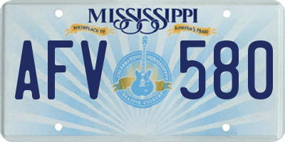 MS license plate AFV580