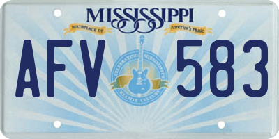 MS license plate AFV583